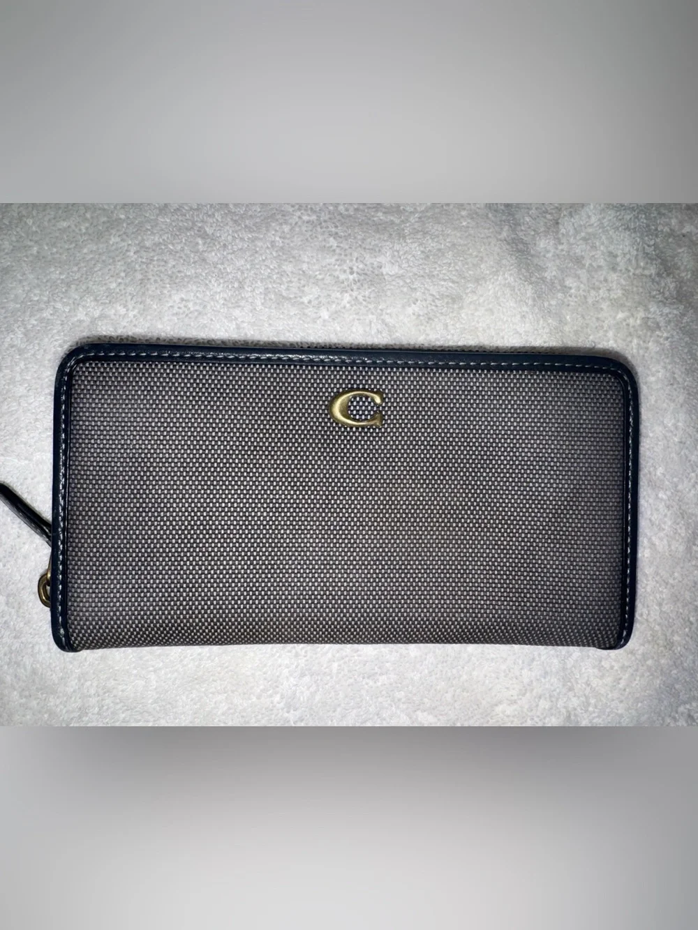Coach accordion zip wallet wallet Indigo blue Leather Canvas Gold